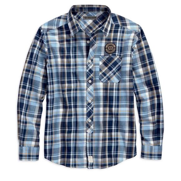 Harley-Davidson Mens Skull Lightning Slim Fit Plaid Woven Shirt 96237-18VM SZ XL - Picture 1 of 12